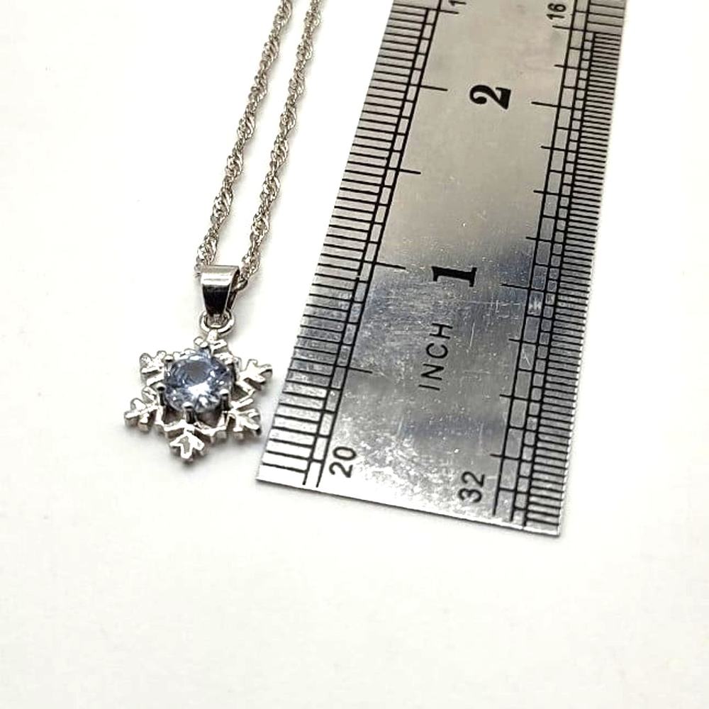 925 Silver Necklace W/ Snowflake Winter CZ Gemstone Birthday Anniversary Gift